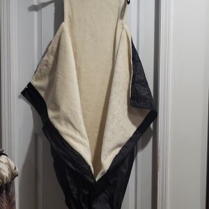 Reversible Cream and Black Zippered Blanket For Wheelchair, Possibly Deer Stand?